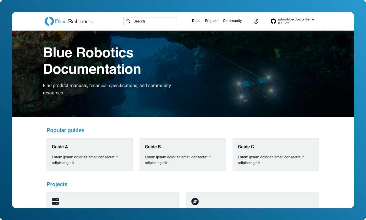 Blue Robotics documentation screenshot