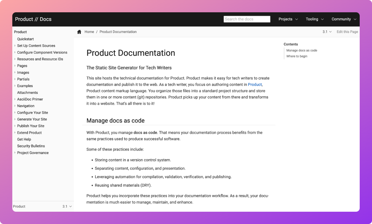 Sngular documentation screenshot